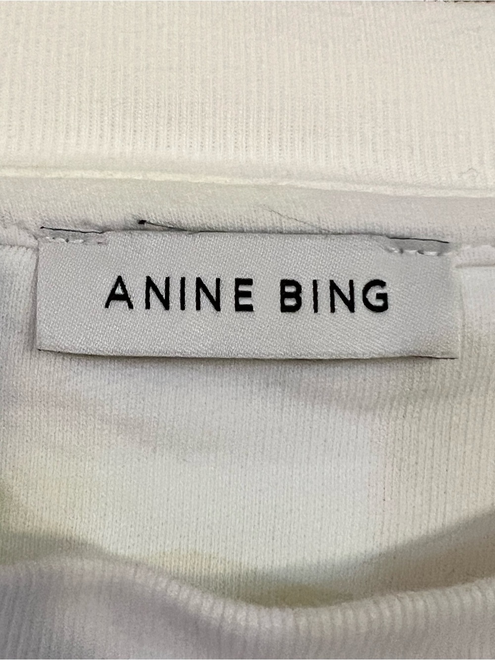 ANINE BING SHORT SLEEVED CREWNECK SWEATSHIRT WITH A DISTRESSED LOGO SIZE LARGE - Picture 3 of 8